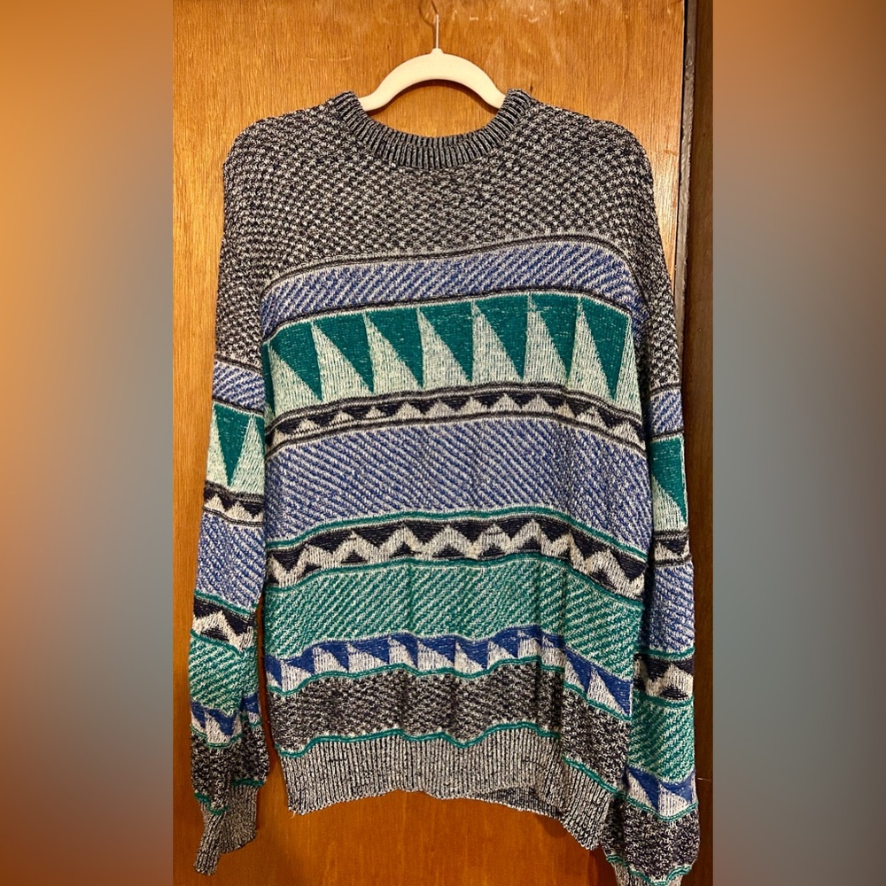 Reed St. James Retro Vintage Geometric Grandpa Sweater
